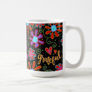 Mug Grateful Fun Floral Whimsical mignon ami