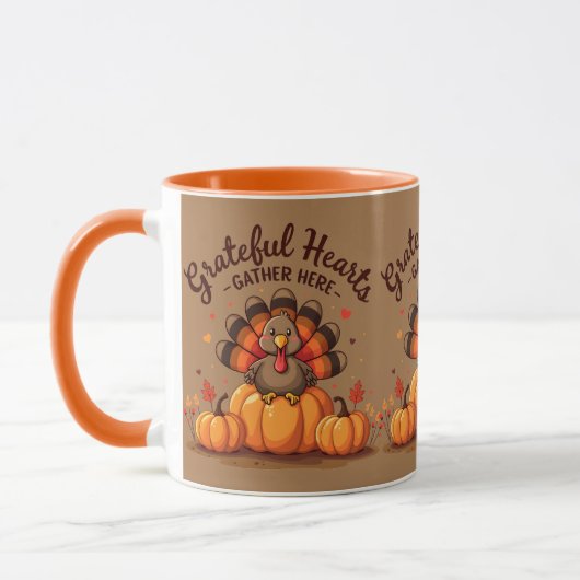 Mug Grateful Hearts Thanksgiving Turkey (Gauche)
