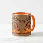 Mug Grateful Hearts Thanksgiving Turkey (Devant droit)