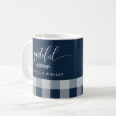 Mug Grateful Merci Blessé Marine & White Plaid (Devant gauche)