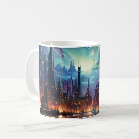 Mug Gratte-ciel Cosmologique Futuriste Metropolis (Devant gauche)