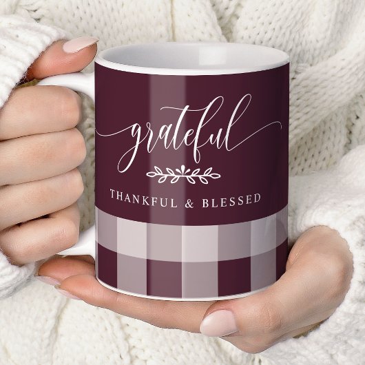 Mug Gratuit Merci Blessé Bourgogne & Blanc Plaid