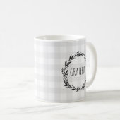 Mug Gratuit Motif de chèque gris de couronne (Devant droit)