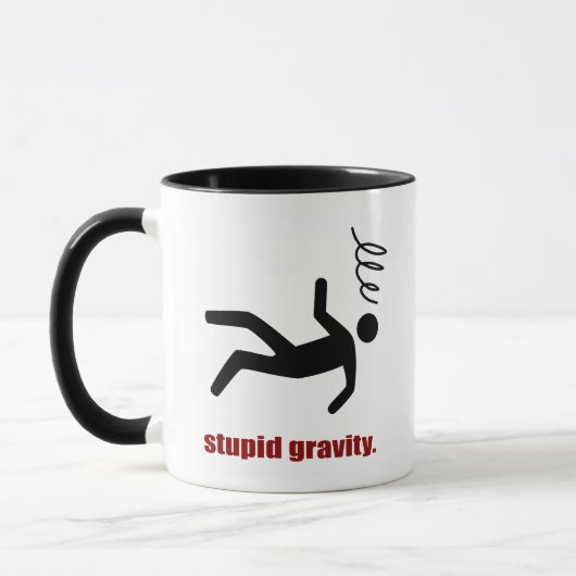 Mug Gravité Stupide - Daredevil Stuntman drôle (Gauche)