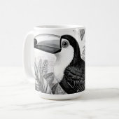 Mug Gravure de feuillage de jungle de toucans (Devant gauche)