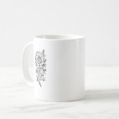 Mug Gravure de rose vintage, déclaration botanique gra (Devant gauche)