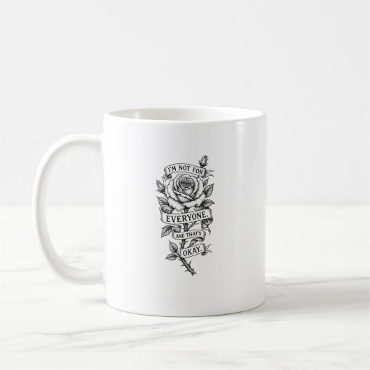 Mug Gravure de rose vintage, déclaration botanique gra (Gauche)