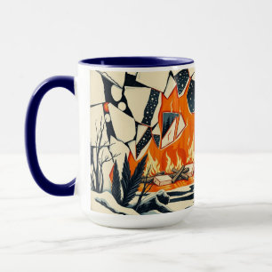 Mug Gravure sur bois Feu de camp Glace brisée Étreinte
