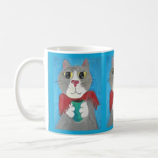 Mug Gray Folk Art Chat avec café Cosy Cute (Gauche)