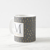 Mug Gray Gold Raindrop Moderne Monogramme tendance (Devant gauche)