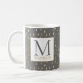 Mug Gray Gold Raindrop Moderne Monogramme tendance (Gauche)