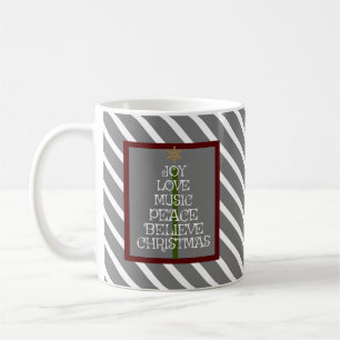 Mug Gray mignon/blanc esprit de Noël dans un arbre