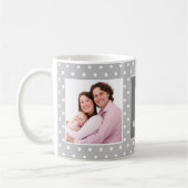 Mug Gray Polka Point Photo personnalisée Monogramme (Gauche)