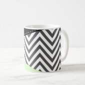 Mug Gray Zigzag, Gray Chevron, Zigzag Pattern, Mint (Devant droit)