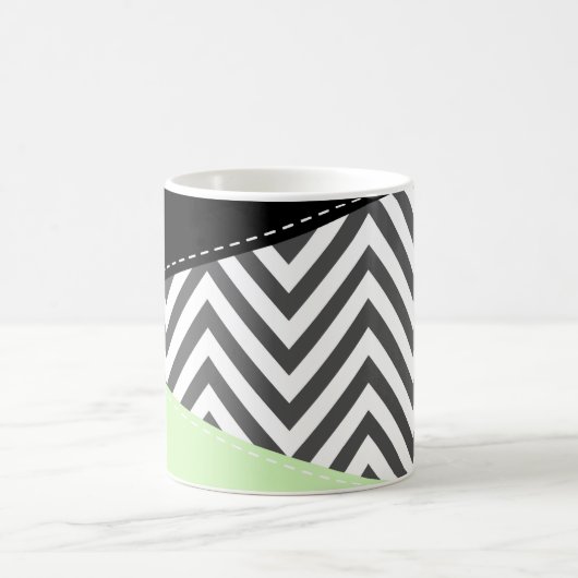 Mug Gray Zigzag, Gray Chevron, Zigzag Pattern, Mint (Centre)