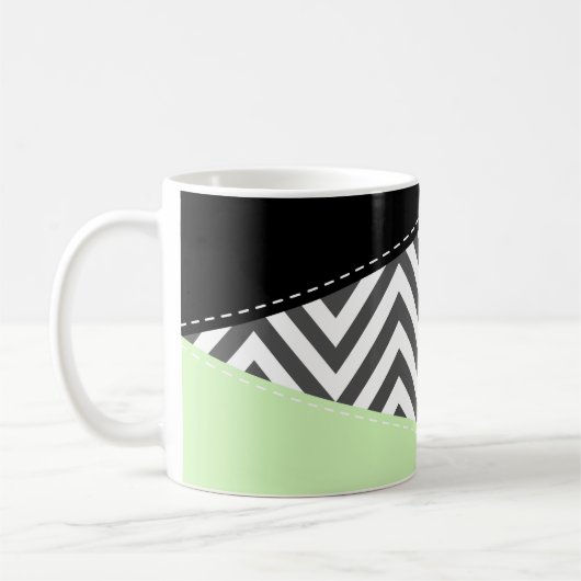 Mug Gray Zigzag, Gray Chevron, Zigzag Pattern, Mint (Gauche)