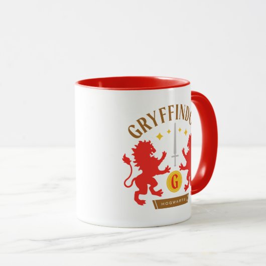 Mug GRAYFFINDOR™ Maison double Lion épée graphique (Devant droit)