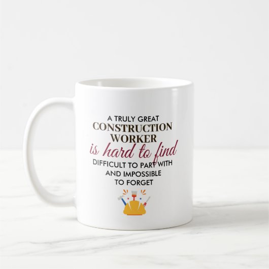 Mug Great Construction Worker Personalized Name Gift (Gauche)