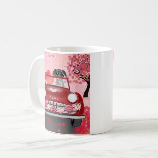 Mug Great Dane Dog Car with Hearts Valentine's (Devant gauche)