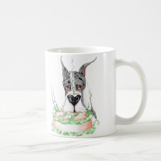 Mug Great Dane Merle gâteau d'anniversaire (Droite)