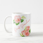 Mug Great Grandma Aquarelle Florale Coral Rose Rose (Gauche)