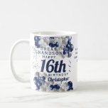 Mug Great Grandson 16th Birthday Navy<br><div class="desc">Un magnifique ballon d'argent et de marine heureux 16e anniversaire. Ce design fabuleux est la façon parfaite de souhaiter à votre arrière petit-fils ou neveu un joyeux 16e anniversaire (ou n'importe quel âge!) Personnalisez avec notre propre nom et message personnalisés. Typographie de couleur bleue.</div>
