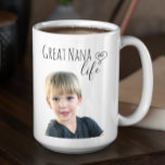Mug Great Nana Life Customize Photo<br><div class="desc">This design was created though digital art. It may be personalized in the area provided or customizing by choosing the click to customize further option and changing the name, initials or words. You may also change the text color and style or delete the text for an image only design. Contact...</div>