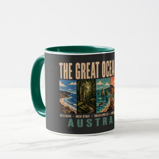 Mug Great Ocean Road Australia Landmarks Illustration (Devant gauche)