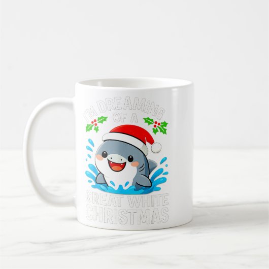 Mug Great White Christmas Shark Funny Santa Holiday Pu (Gauche)