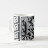 Mug Grec Meander - Clé grecque Noir et Marbre blanc (Devant gauche)