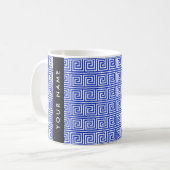 Mug Grec Meander Key Blue, Votre Nom, Personnaliser (Devant gauche)