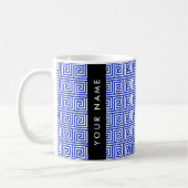 Mug Grec Meander Key Blue, Votre Nom, Personnaliser (Gauche)