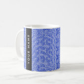 Mug Grec Meander Key H Blue, Votre Nom, Personnaliser (Devant gauche)