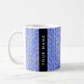 Mug Grec Meander Key H Blue, Votre Nom, Personnaliser (Gauche)