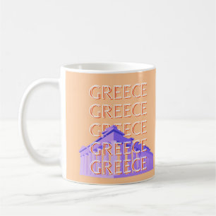 Mug Grèce, Athènes Travel Art, Orange