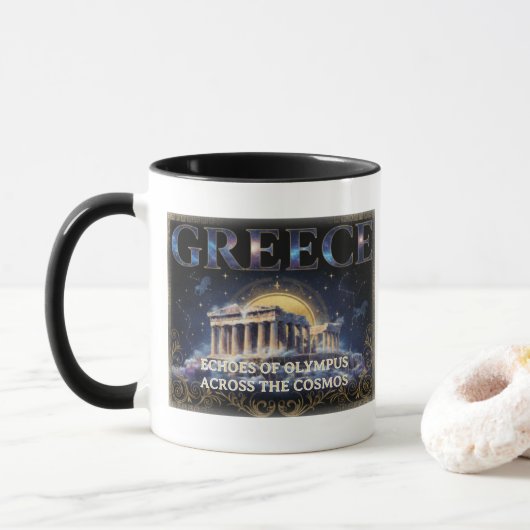 Mug Grèce Cosmique Temple Ancien Art Céleste (Avec donut)