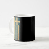 Mug Grèce Drapeau Vintage Grunge femmes noir (Devant gauche)