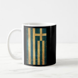 Mug Grèce Drapeau Vintage Grunge femmes noir