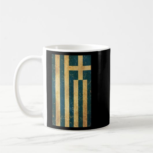 Mug Grèce Drapeau Vintage Grunge femmes noir (Gauche)