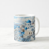 Mug Grèce Santorin Aquarelle Peinture Design. (Devant droit)