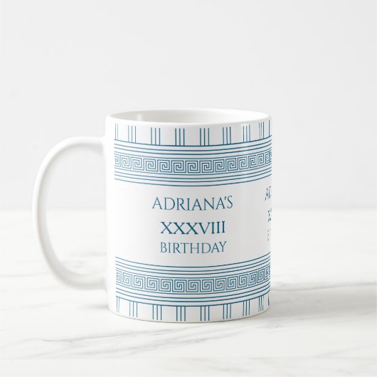 Mug Grecque traitement avec méandre motif en bleu (Gauche)