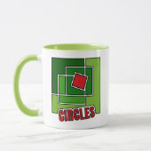 Mug Green Abstraction with Twisted Red Square (Gauche)