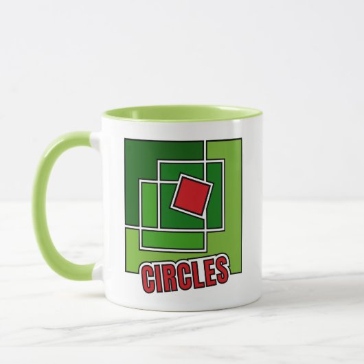 Mug Green Abstraction with Twisted Red Square (Gauche)
