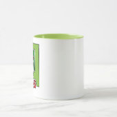 Mug Green Abstraction with Twisted Red Square (Centre)