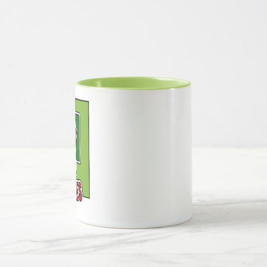Mug Green Abstraction with Twisted Red Square (Centre)