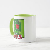 Mug Green Abstraction with Twisted Red Square (Devant gauche)