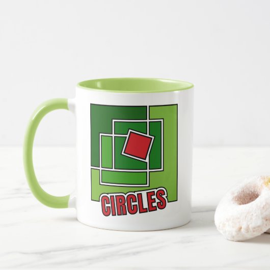 Mug Green Abstraction with Twisted Red Square (Avec donut)
