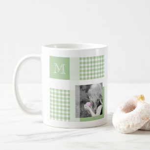 Mug Green Ajouter Votre Photo En vichy Monogramme Mode