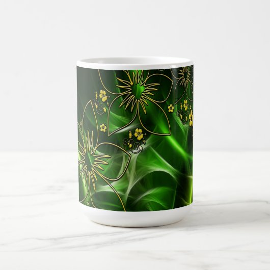 Mug Green and Gold Modern Abstract Flower (Centre)