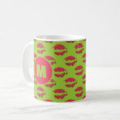 Mug Green and Red XOXO Kissing Lips Personalized (Devant gauche)